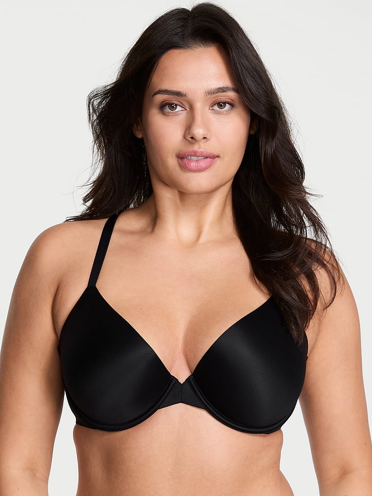Victoria's Secret, Body by Victoria Secret Front-Close Ultra Lightly Lined Bra, Black, onModelFront, 1 of 3 Karmi is 5'10" or 178cm and wears 34DD (E) or Large