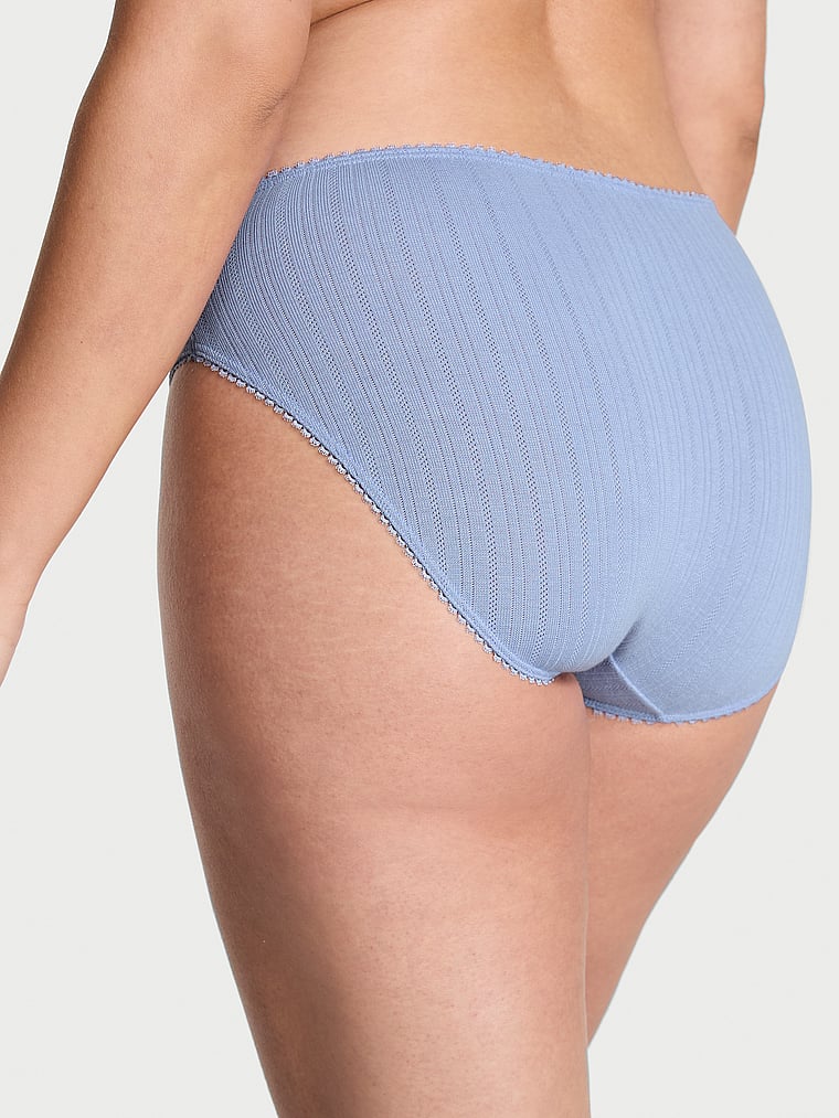 Victoria's Secret, Victoria's Secret Stretch Pointelle High-Leg Brief Panty, Light Lavender, onModelBack, 2 of 3 Karmi is 5'10" or 178cm and wears Large