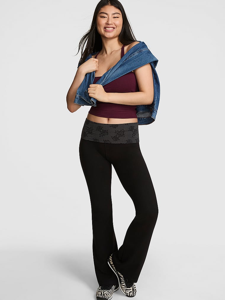 All-Day Cotton Foldover Flare Leggings