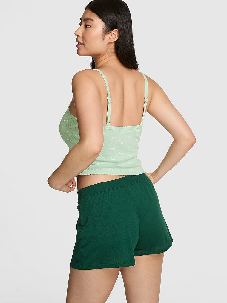 PINK Pointelle Boxer Shorts, Green, onModelBack, 4 of 4 Gloria is 5'9" and wears Small