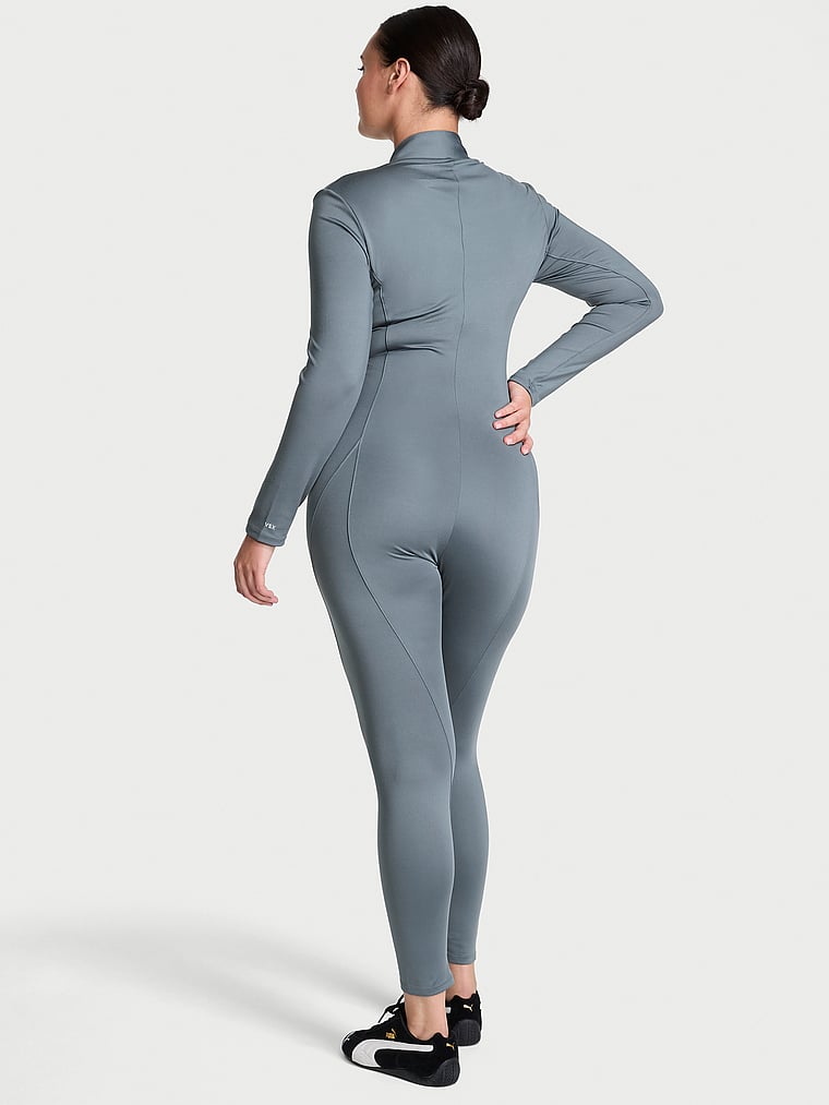 Victoria's Secret, VSX VSX Essential Long-Sleeve Jumpsuit, Dark Steel, onModelBack, 2 of 4