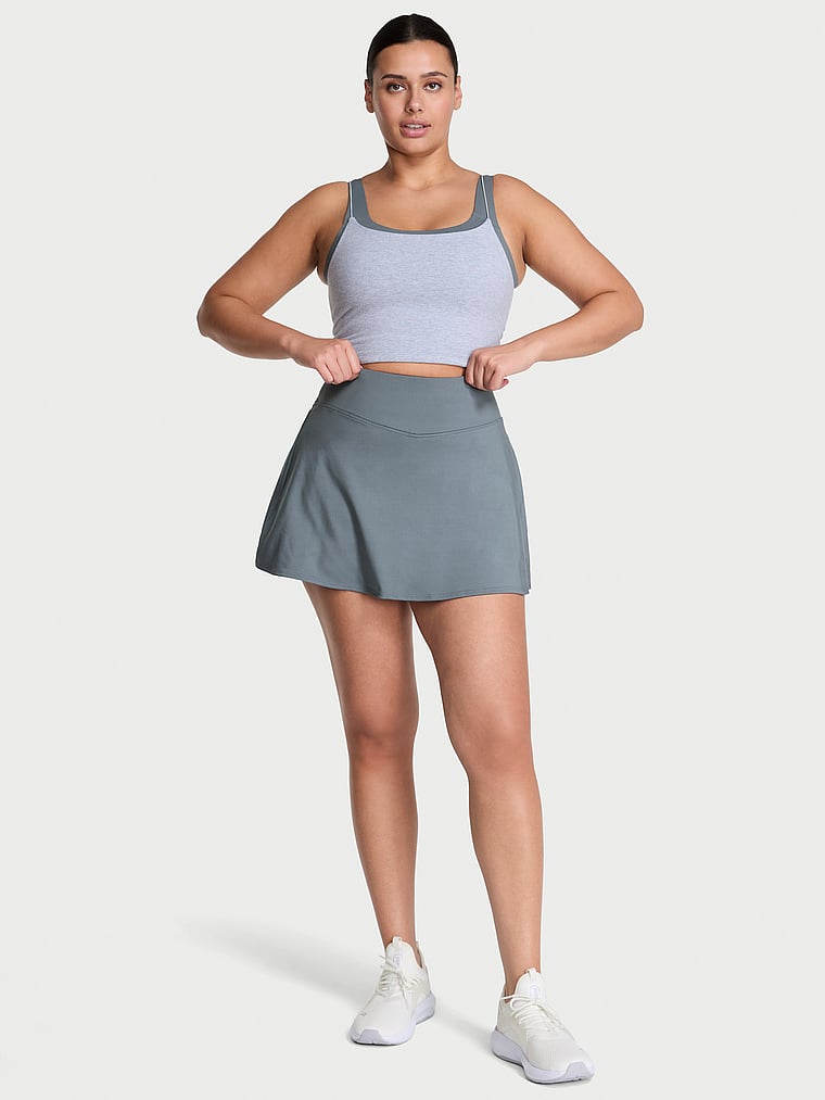 Victoria's Secret, VSX VSX Essential Skirt, Dark Steel, onModelFront, 1 of 4 Karmi is 5'10" or 178cm and wears Large