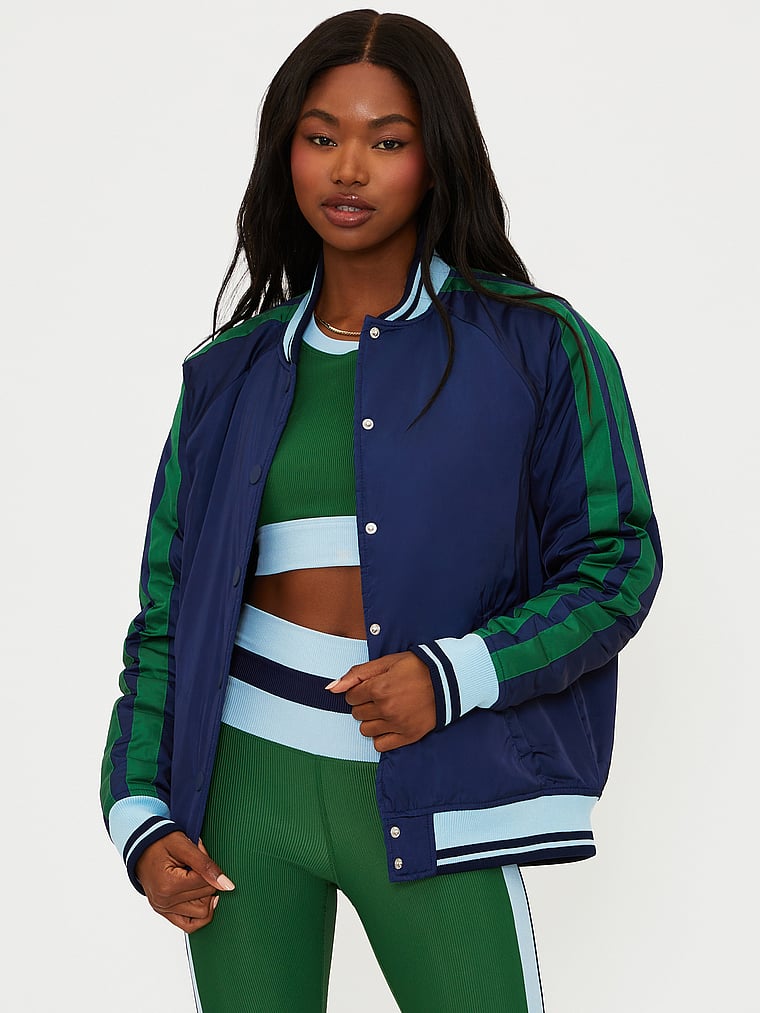 Victoria's Secret, Beach Riot Flight Jacket, Ivy Colorblock, onModelFront, 1 of 4