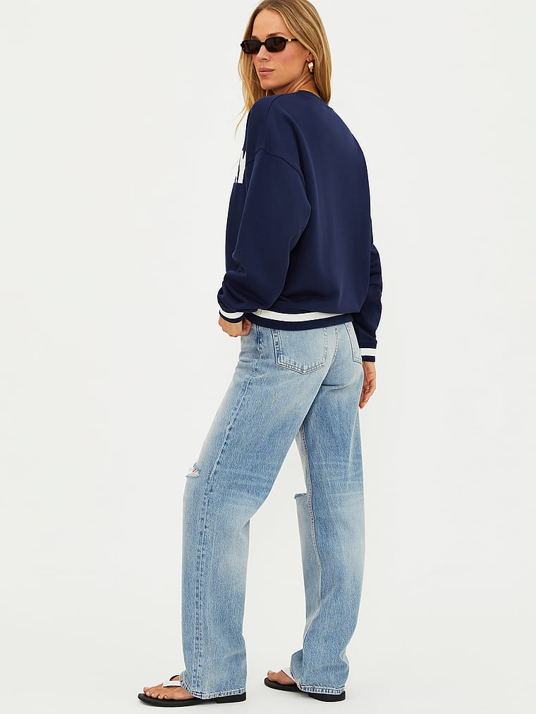 Victoria's Secret, Beach Riot Devyn Oversized Sweatshirt, Game Day Navy, onModelSide, 3 of 4