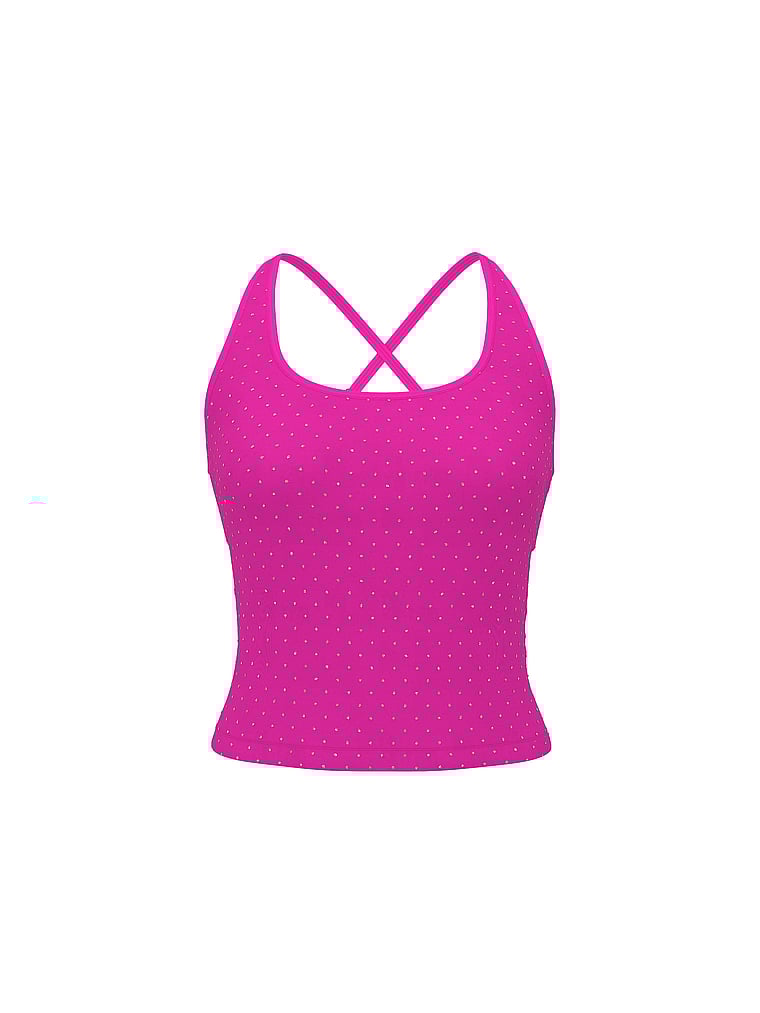 PINK All-Day Cotton™ Square-Neck Bra Tank, Pink Fire Bling Rocker Capsule, offModelFront, 3 of 5