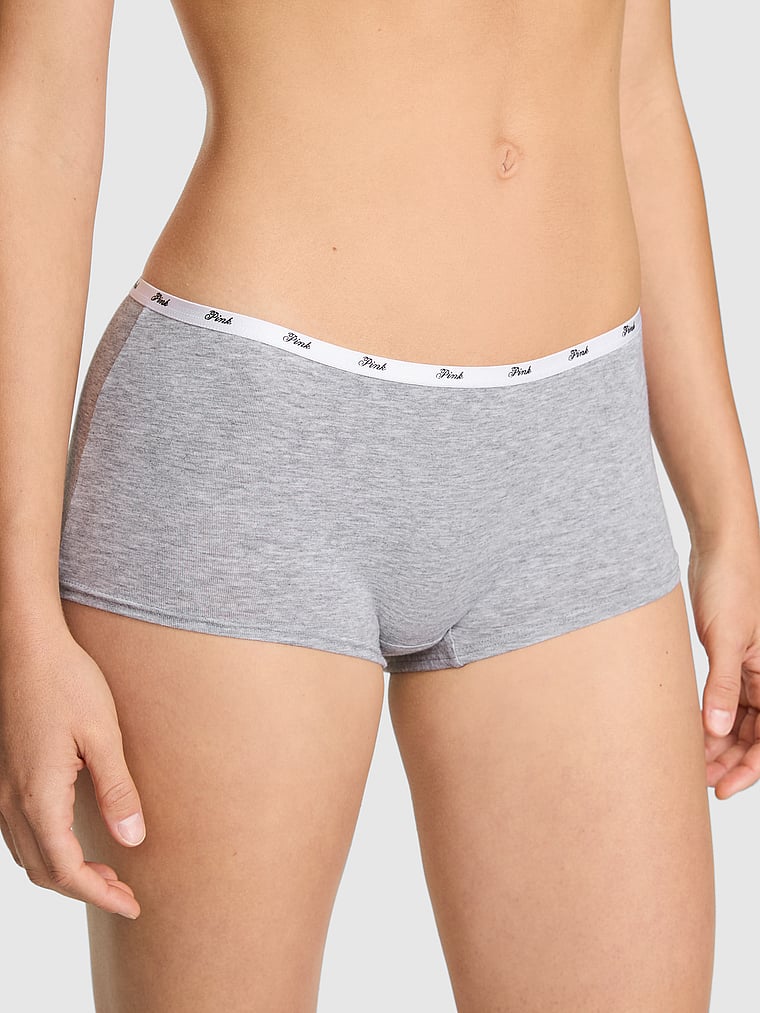 PINK Logo Cotton Boyshort Panty, onModelFront, 1 of 4
