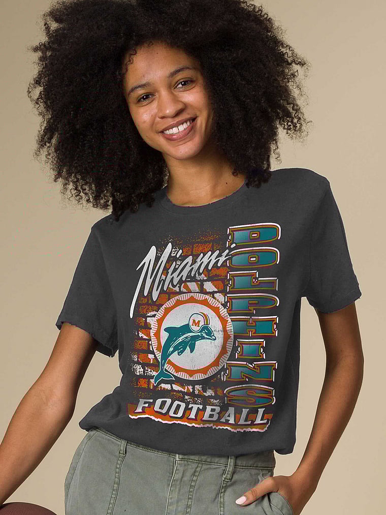 Victoria's Secret, Junk Food Clothing New England Patriots MVP Vintage Tee, True Black - Dolphins, onModelFront, 1 of 4