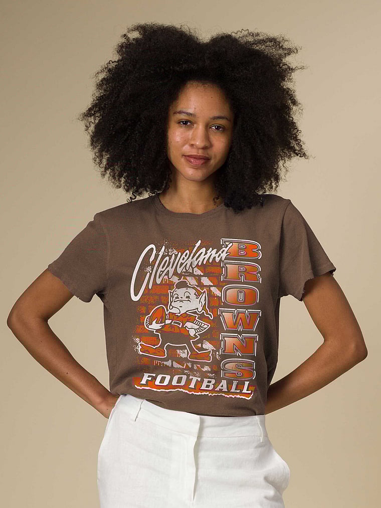 Victoria's Secret, Junk Food Clothing New England Patriots MVP Vintage Tee, Dark Chocolate - Browns, onModelFront, 1 of 4