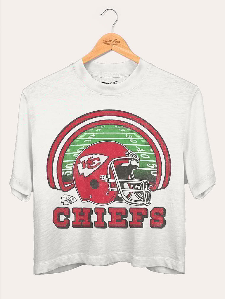 Victoria's Secret, Junk Food Clothing New England Patriots Game Time Crop Tee, Vintage White - Chiefs, offModelFront, 3 of 4