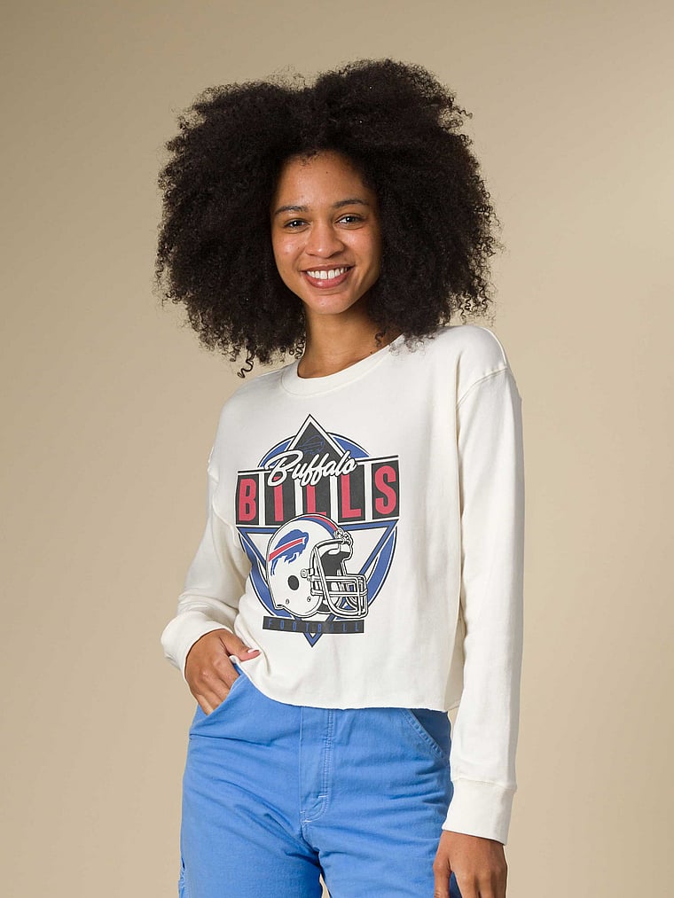 Victoria's Secret, Junk Food Clothing Buffalo Bills Helmet Crop Fleece, onModelFront, 1 of 4