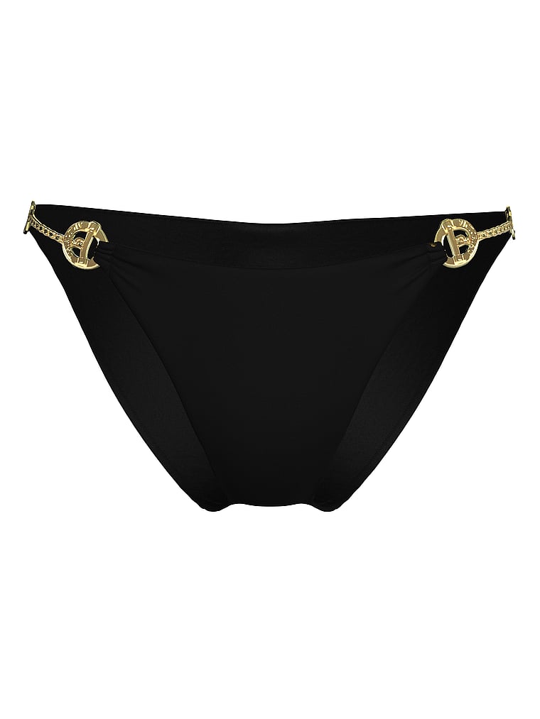 Victoria's Secret, Victoria's Secret Swim Archives Toggle Bikini Bottom, Pure Black, offModelFront, 4 of 4
