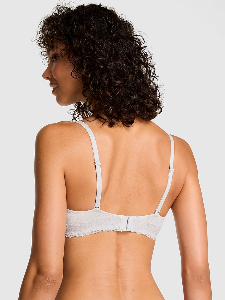 PINK Wear Everywhere Wear Everywhere Push-Up Bra, Heather Snow Shine, onModelBack, 2 of 4 Rae is 5'10" or 178cm and wears 34B or Small