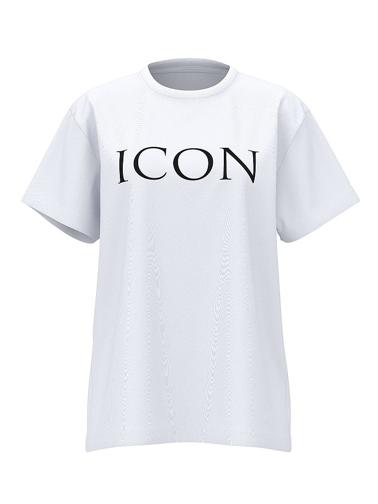 Victoria's Secret, Angel Essentials Cotton Oversized Tee, White Icon, offModelFront, 5 of 5