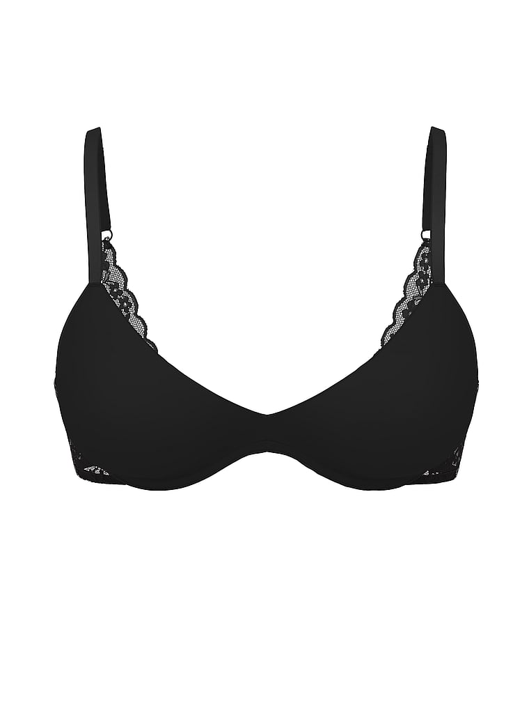 Victoria's Secret, Victoria's Secret Sexy Tee Smooth Lacie Wireless Push-Up Bra, Black, offModelFront, 3 of 3
