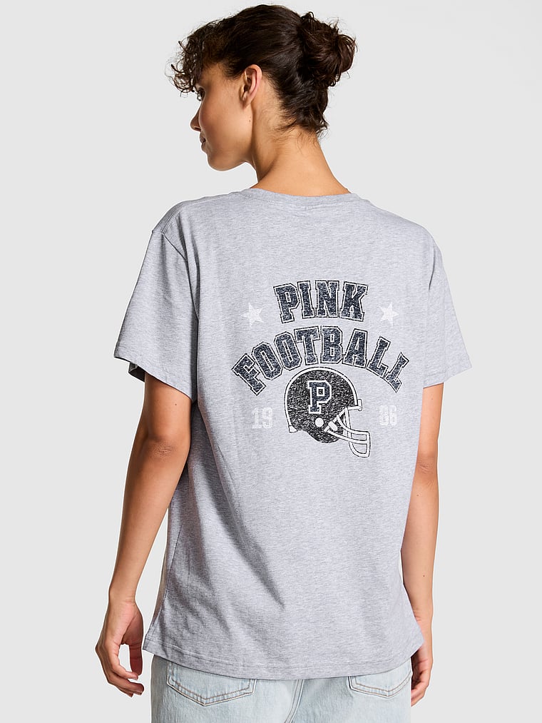 PINK Campus Cotton™ Tee, Vs Med Htr Grey Gameday, onModelFront, 1 of 4