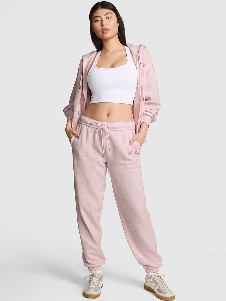 PINK Ivy Fleece Campus Sweatpants, onModelFront, 1 of 3