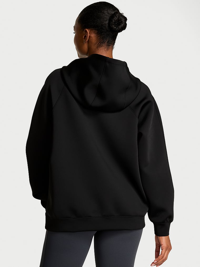 Victoria's Secret, VSX VSX Defined Scuba Oversized Hoodie, Black, onModelBack, 2 of 3 Tsheca is 5'9" or 175cm and wears Small