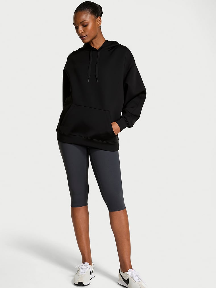Victoria's Secret, VSX VSX Defined Scuba Oversized Hoodie, Black, onModelFront, 1 of 3 Tsheca is 5'9" or 175cm and wears Small
