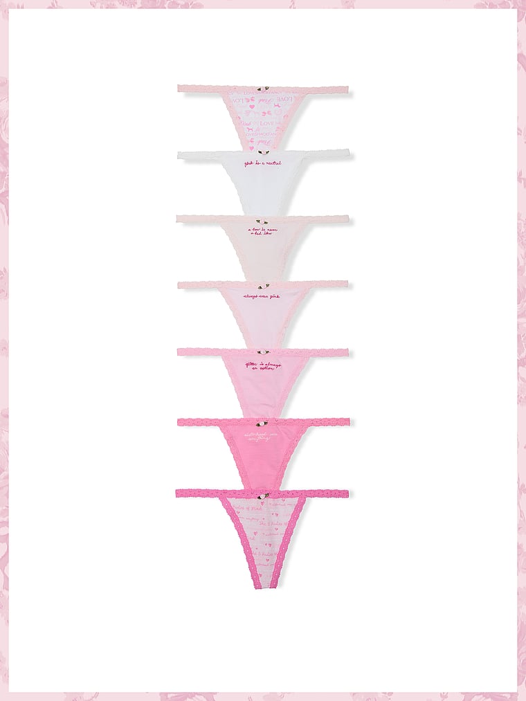 Buy PINK x LoveShackFancy Rules of Pink 7-Pack V-String Panties, Rules ...