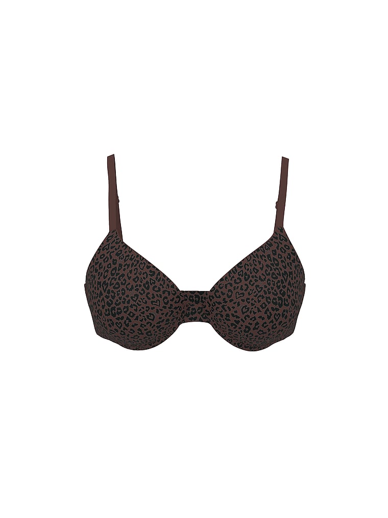 PINK Wear Everywhere™ Super Push-Up Bra, Ganache Leopard Print, offModelFront, 3 of 3