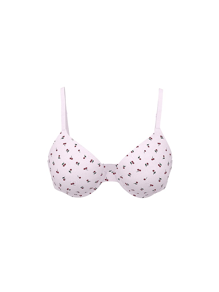 PINK Wear Everywhere Wear Everywhere Push-Up Bra, Pink Tulip Cherry Print, offModelFront, 3 of 4