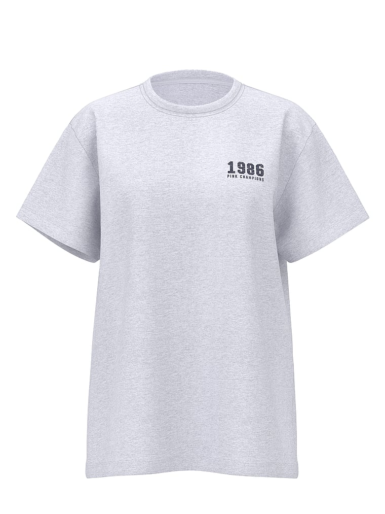 PINK Campus Cotton™ Tee, Vs Med Htr Grey Gameday, offModelFront, 4 of 4