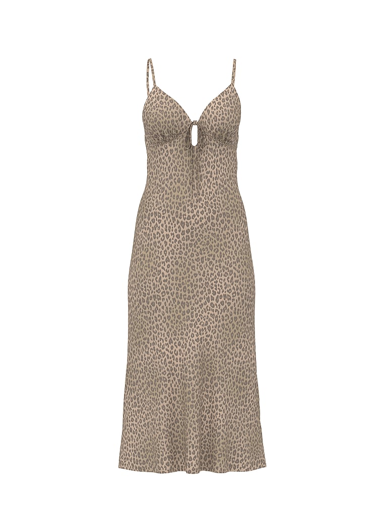 PINK Fall in Love Midi Dress, Leopard, offModelFront, 3 of 3