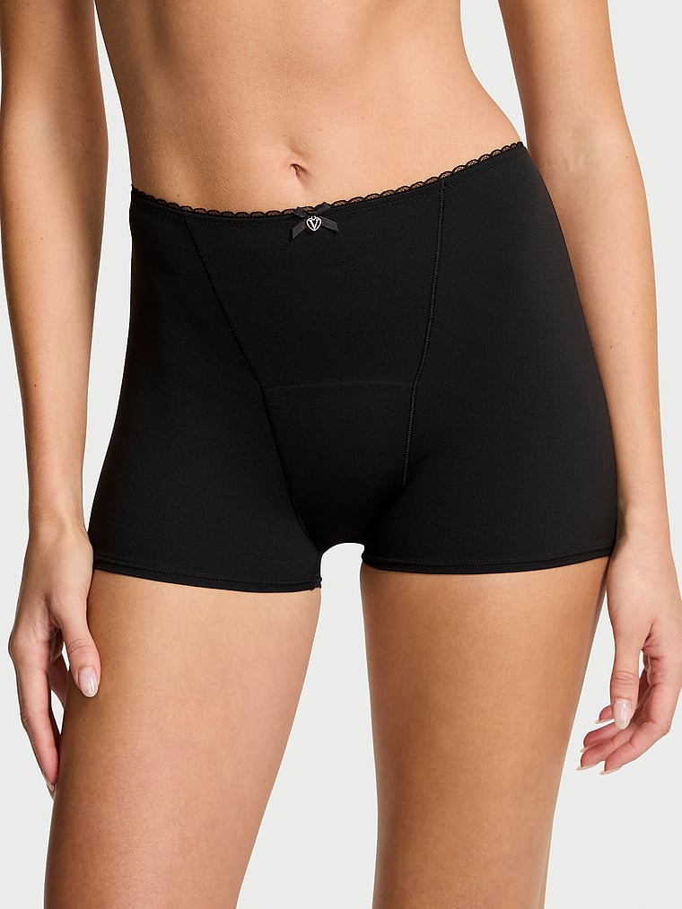 Victoria's Secret, Body by Victoria Period Mid-Rise Sleep Short, Black, onModelFront, 1 of 3 Kennidy is 5'11" or 180cm and wears Small