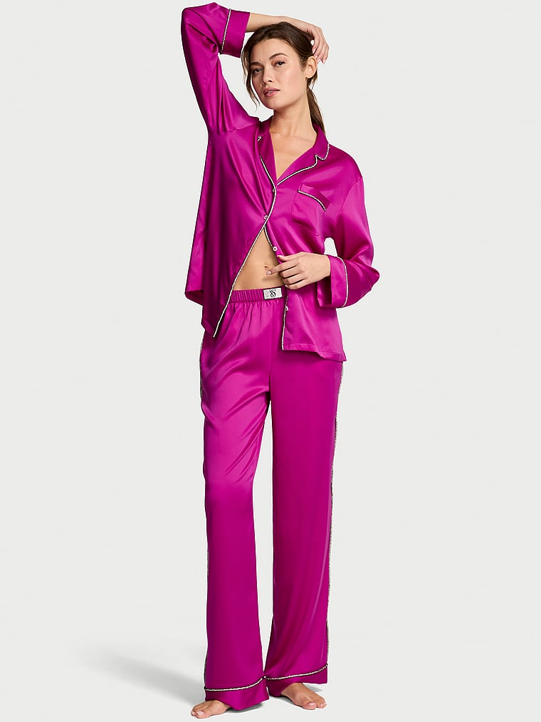 Glazed Satin Shine Long Pajama Set