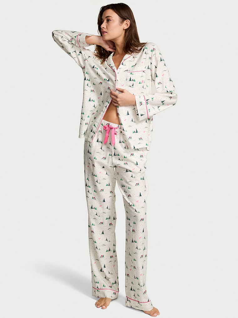Victoria's Secret, Victoria's Secret Flannel Long Pajama Set, onModelFront, 1 of 4