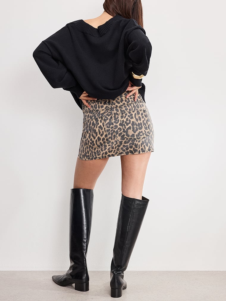 Victoria's Secret, Good American Leopard Good 90s Mini Skirt, Lucky Leopard, onModelBack, 2 of 4