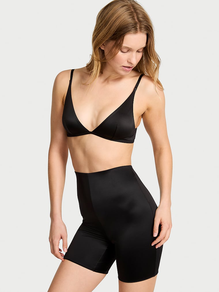 Victoria's Secret, Victoria's Secret SoSleek™ Triangle Bralette & Short Set, Black, onModelFront, 1 of 3 Lotta is 5'10" and wears Small