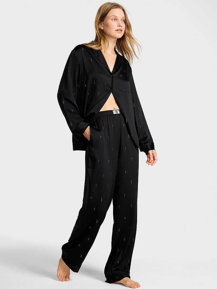 Satin Shine Stripe Long Pajama Set