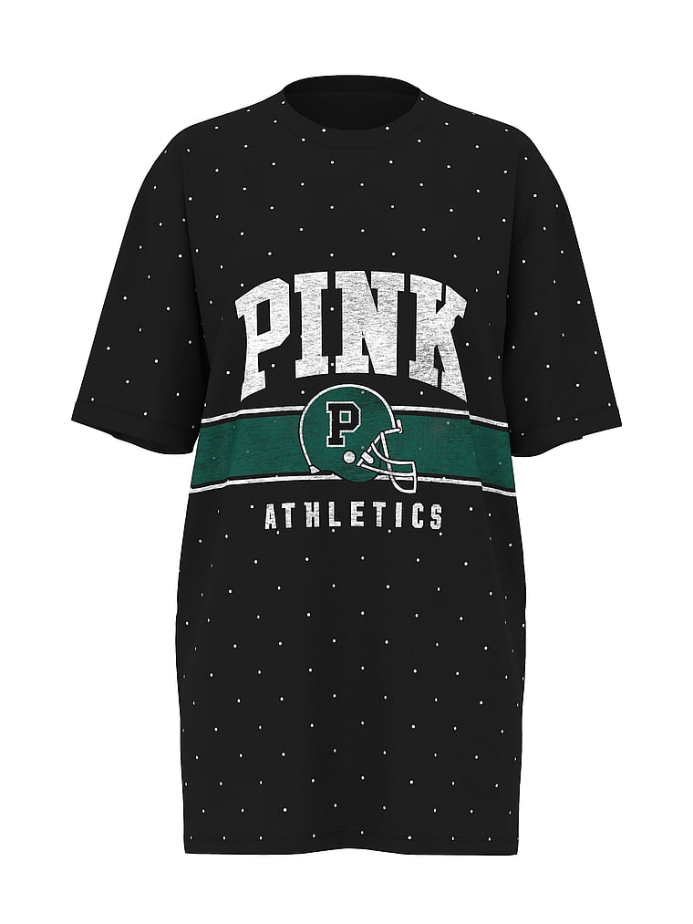 PINK Pima Cotton T-Shirt Dress, Pure black gameday, offModelFront, 4 of 4