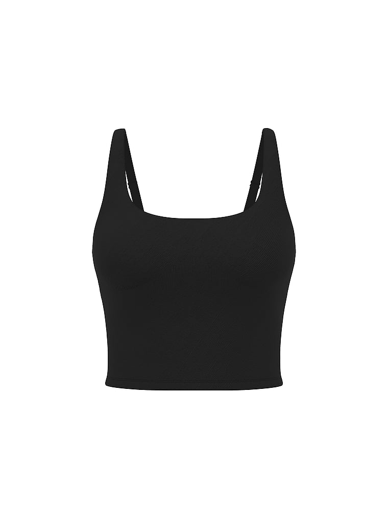 PINK Seamless Strappy Tank Top, Pure Black Acid Wash, offModelFront, 2 of 4