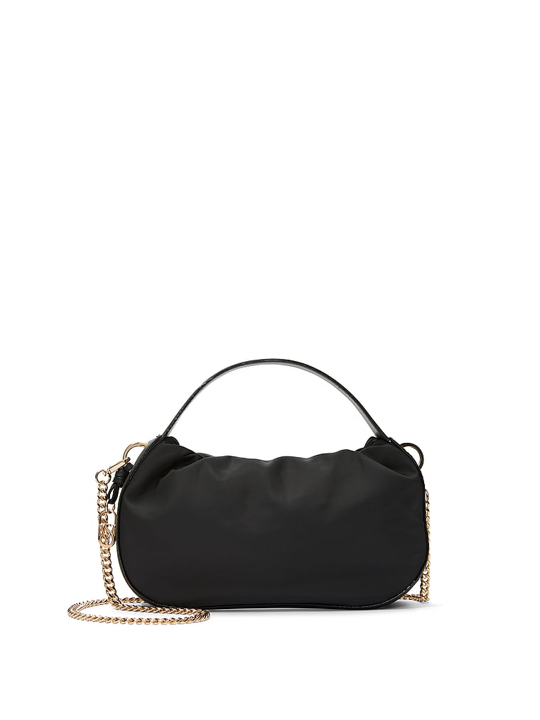 Victoria's Secret, Victoria's Secret Curve Mini Top-Handle Crossbody Bag, Black Nylon, onModelFront, 1 of 4