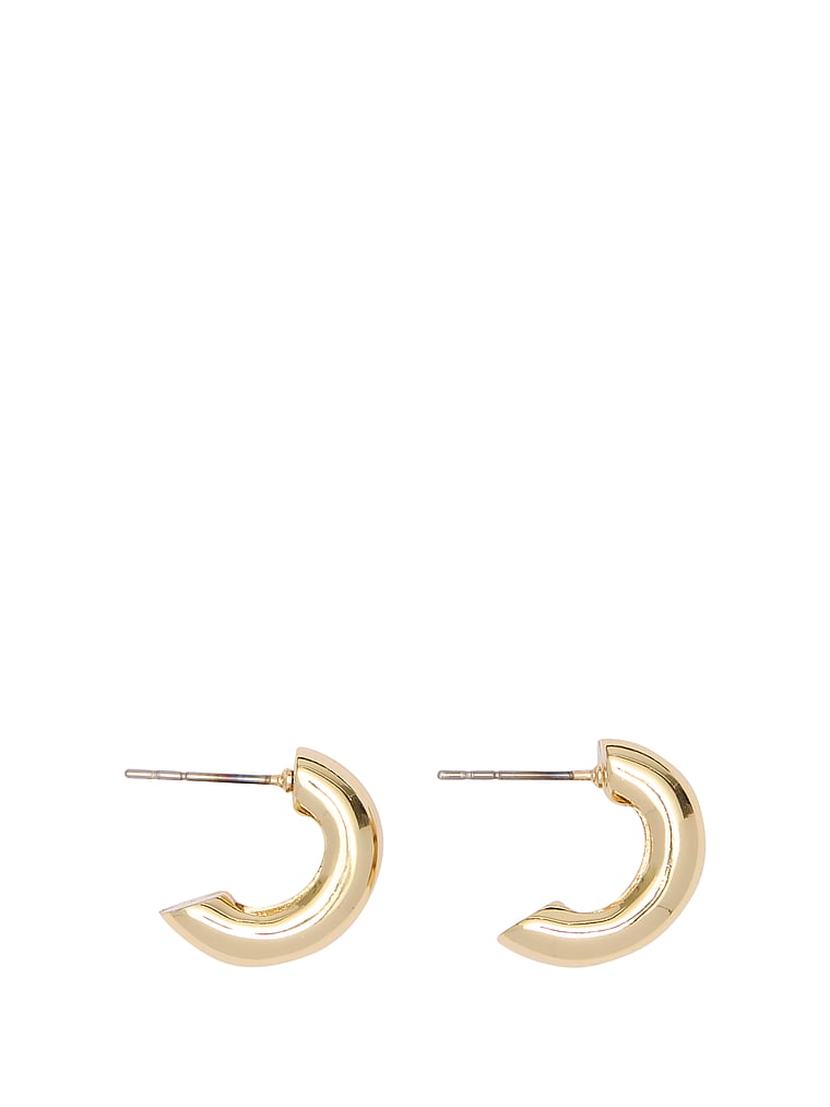 Victoria's Secret, Victoria's Secret Double Cuff Medium Huggie Earrings, Shiny Gold, offModelBack, 3 of 3