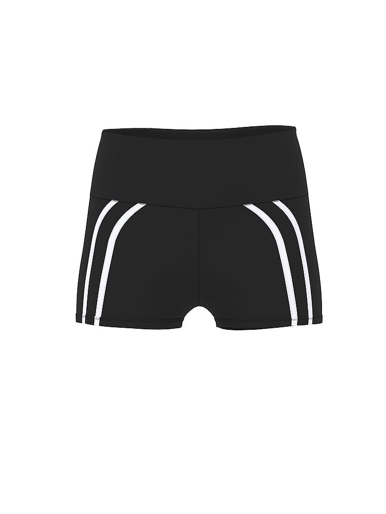 PINK Relay Colorblock Foldover Micro Shorts, Pure Black, offModelFront, 3 of 3