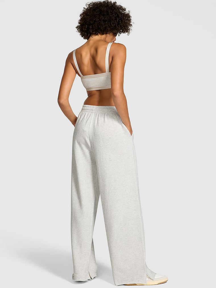 Ivy Fleece Wide-Leg Split-Hem Sweatpants