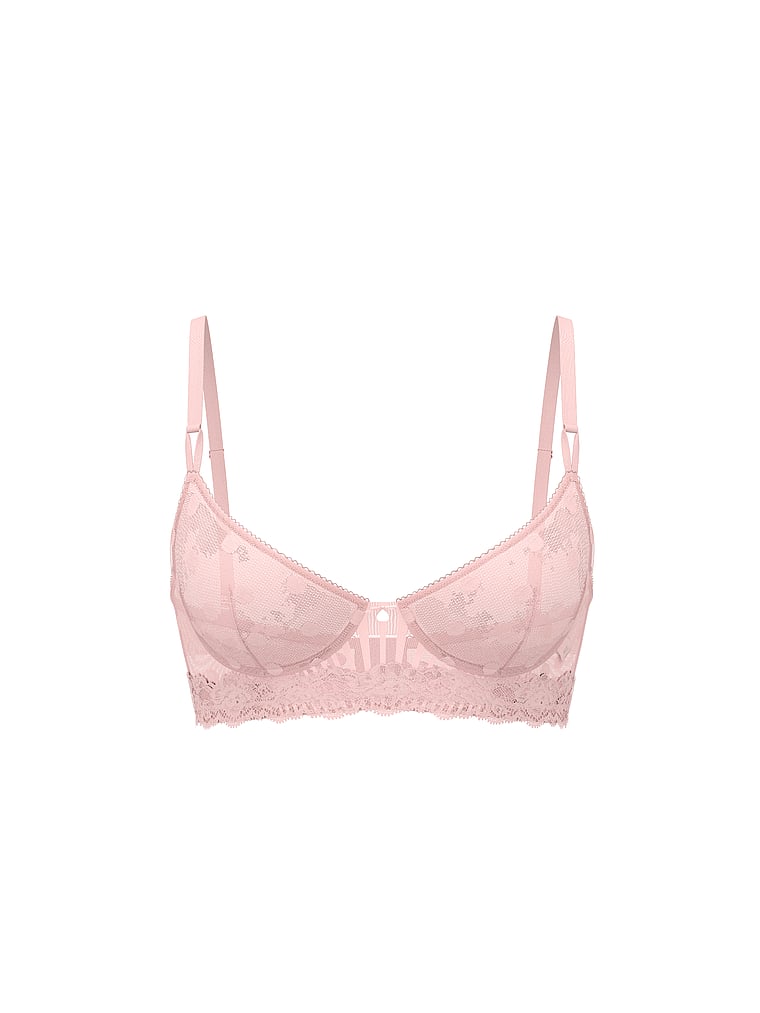 Victoria's Secret, Victoria's Secret Sexy Tee Sheer Heritage Unlined Demi Bra Top, Angel Pink, offModelFront, 2 of 5