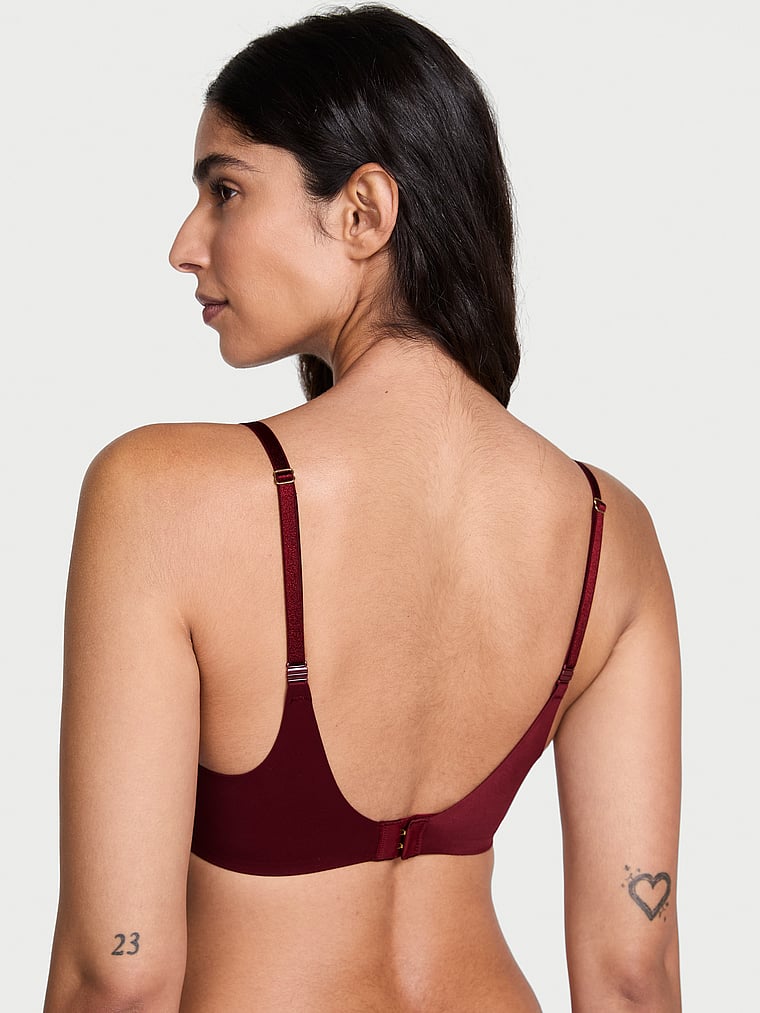 Victoria's Secret, Love Cloud Wireless Push-Up Bra, Red, onModelBack, 2 of 5 Anisha is 5'11" and wears 34B or Small