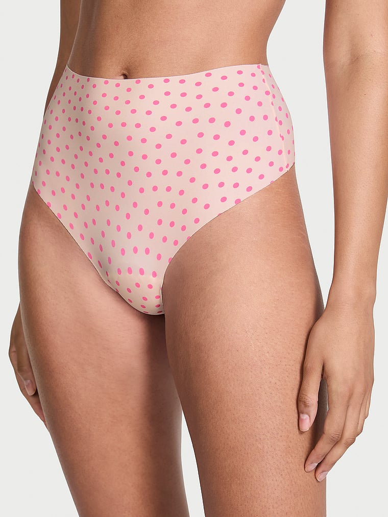 Victoria's Secret, No-Show No-Show Lacie High-Waist Thong Panty, Purest Pink Dots, onModelFront, 1 of 3 Anisha is 5'11" or 180cm and wears Small