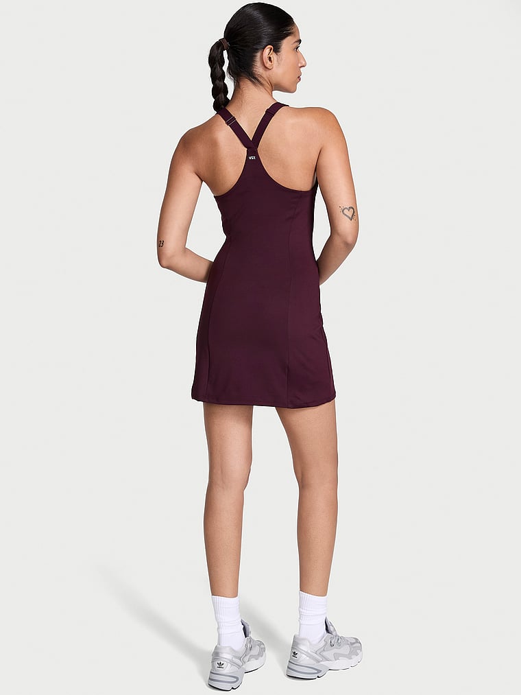 Victoria's Secret, VSX VSX Essential Racerback Dress, Winter Wine, onModelBack, 2 of 5 Anisha is 5'11" and wears 34B or Small
