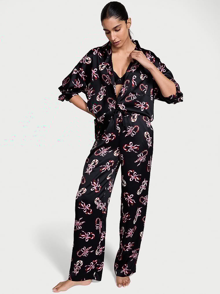 Signature Satin Oversized Long Pajama Set