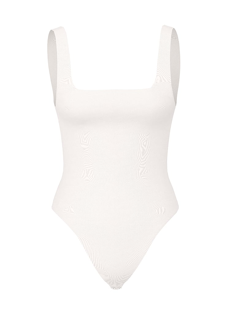 Victoria's Secret, Victoria's Secret Smooth Seamless Tank Bodysuit, Coconut White, offModelFront, 3 of 3