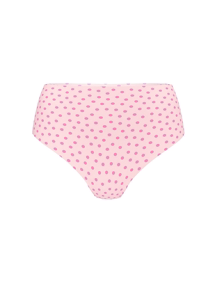 Victoria's Secret, No-Show No-Show Lacie High-Waist Thong Panty, Purest Pink Dots, offModelFront, 3 of 3