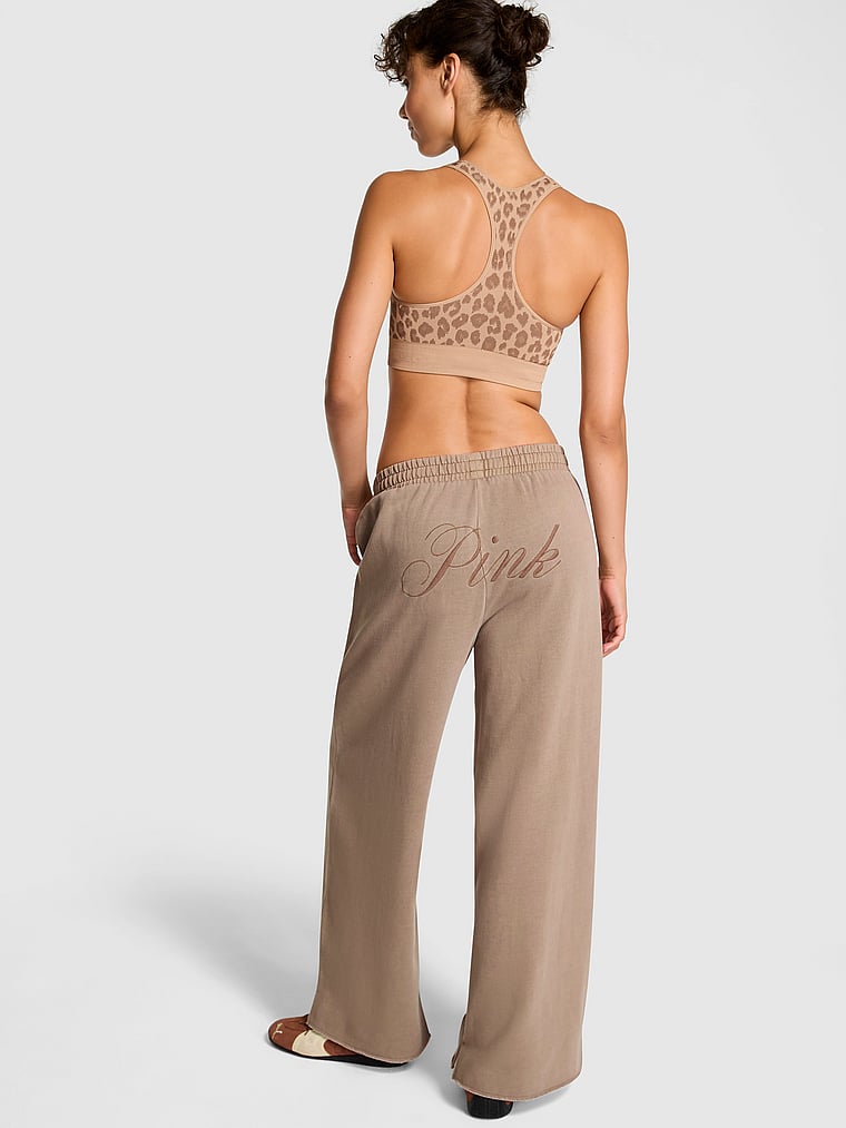 PINK Ivy Fleece Wide-Leg Split-Hem Sweatpants, Iced Coffee, onModelBack, 2 of 3 Rae is 5'10" and wears Small