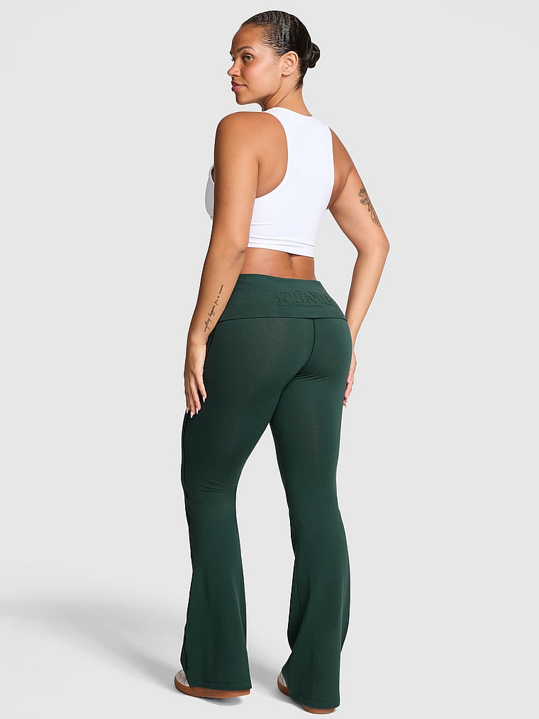 All-Day Cotton Foldover Flare Leggings