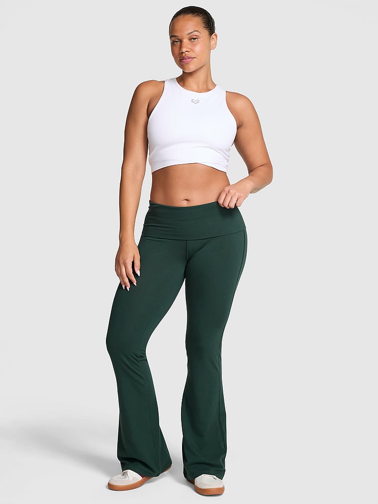 All-Day Cotton Foldover Flare Leggings