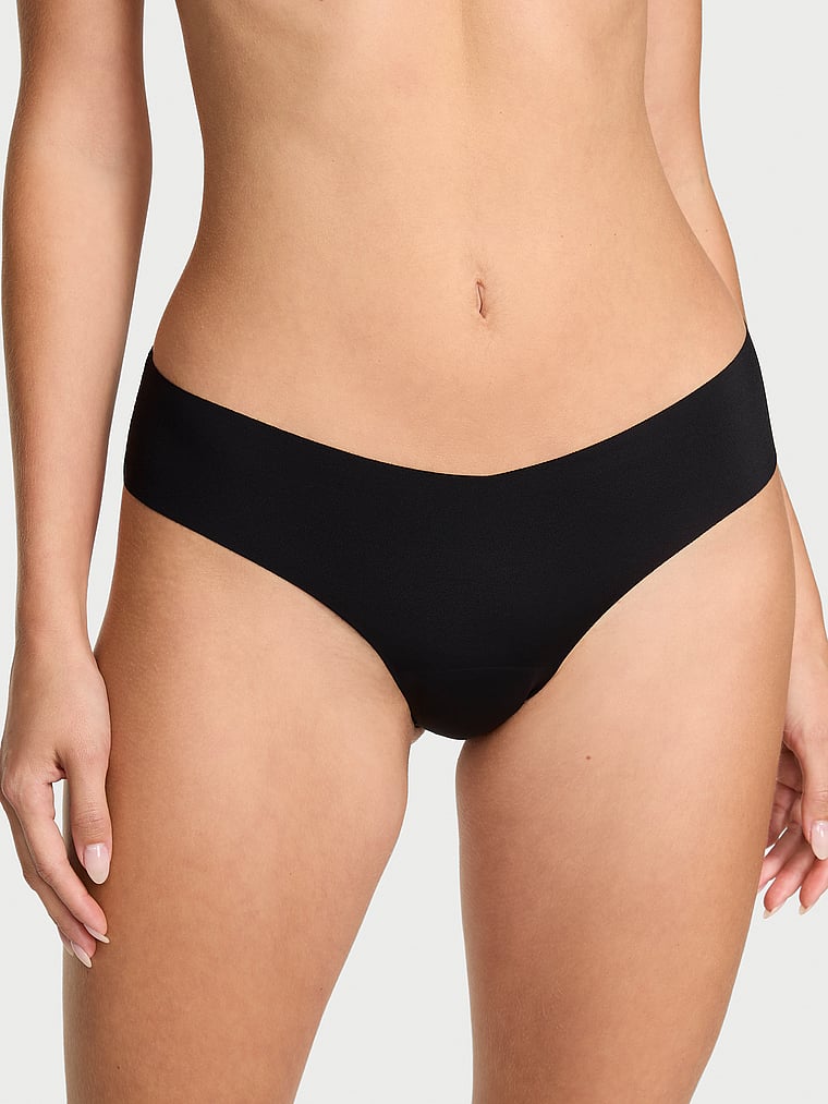 Victoria's Secret, No-Show No-Show Stripe Mesh Thong Panty, Black, onModelFront, 1 of 3 Ari is 5'9" and wears Small